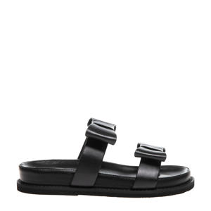   leren slippers zwart
