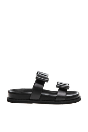   leren slippers zwart