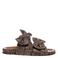 Copenhagen Shoes leren slippers met panterprint en strikjes bruin