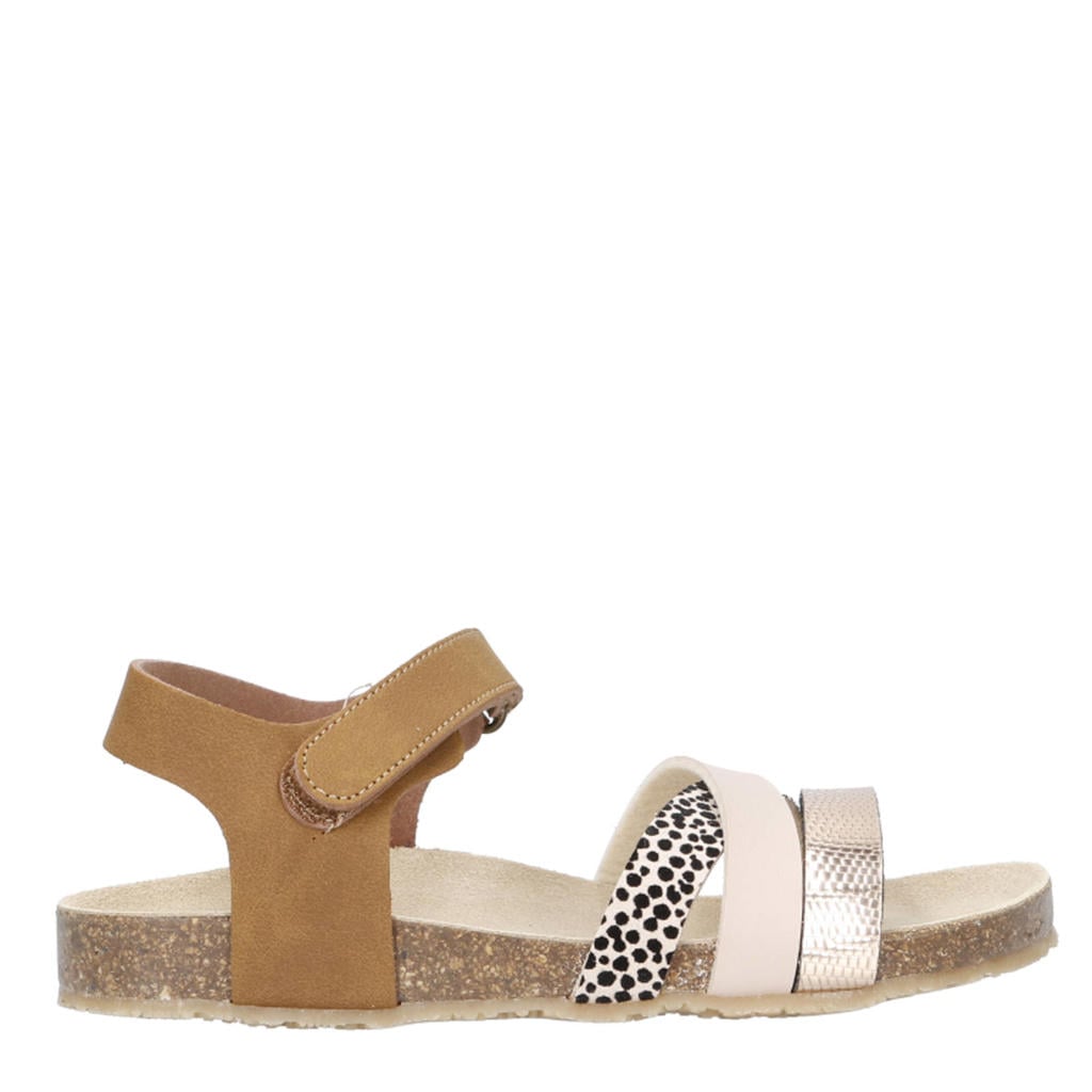 Cognac en multikleurige meisjes Braqeez Sammy Sand sandalen van imitatieleer