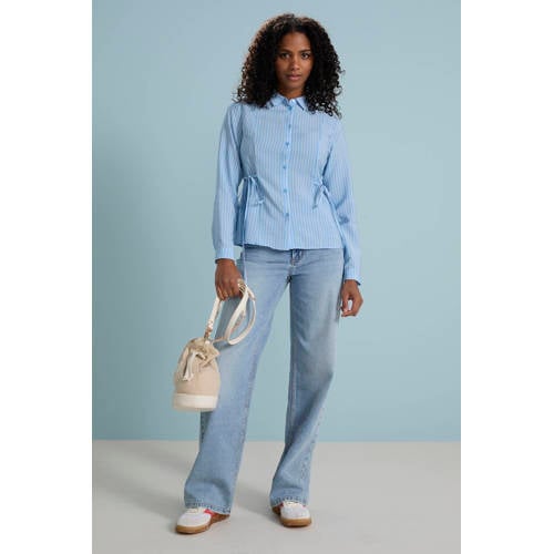 ONLY high waist wide leg jeans light blue denim afbeelding