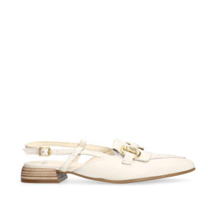   leren slingback loafers ecru