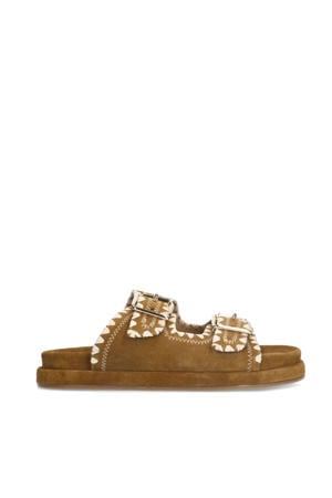 suède slippers cognac