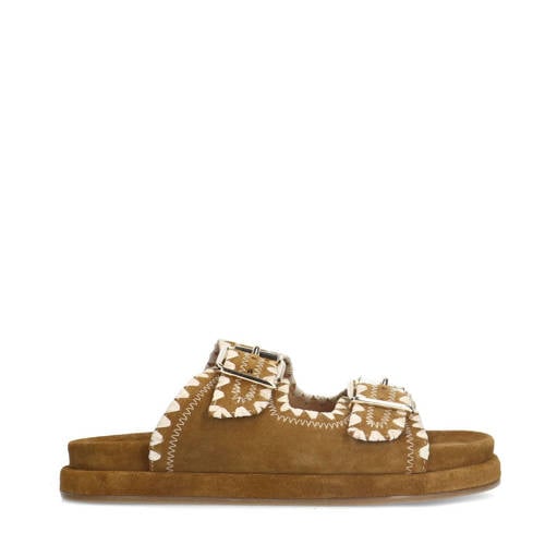 Manfield suède slippers cognac afbeelding