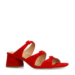   suède muiltjes rood