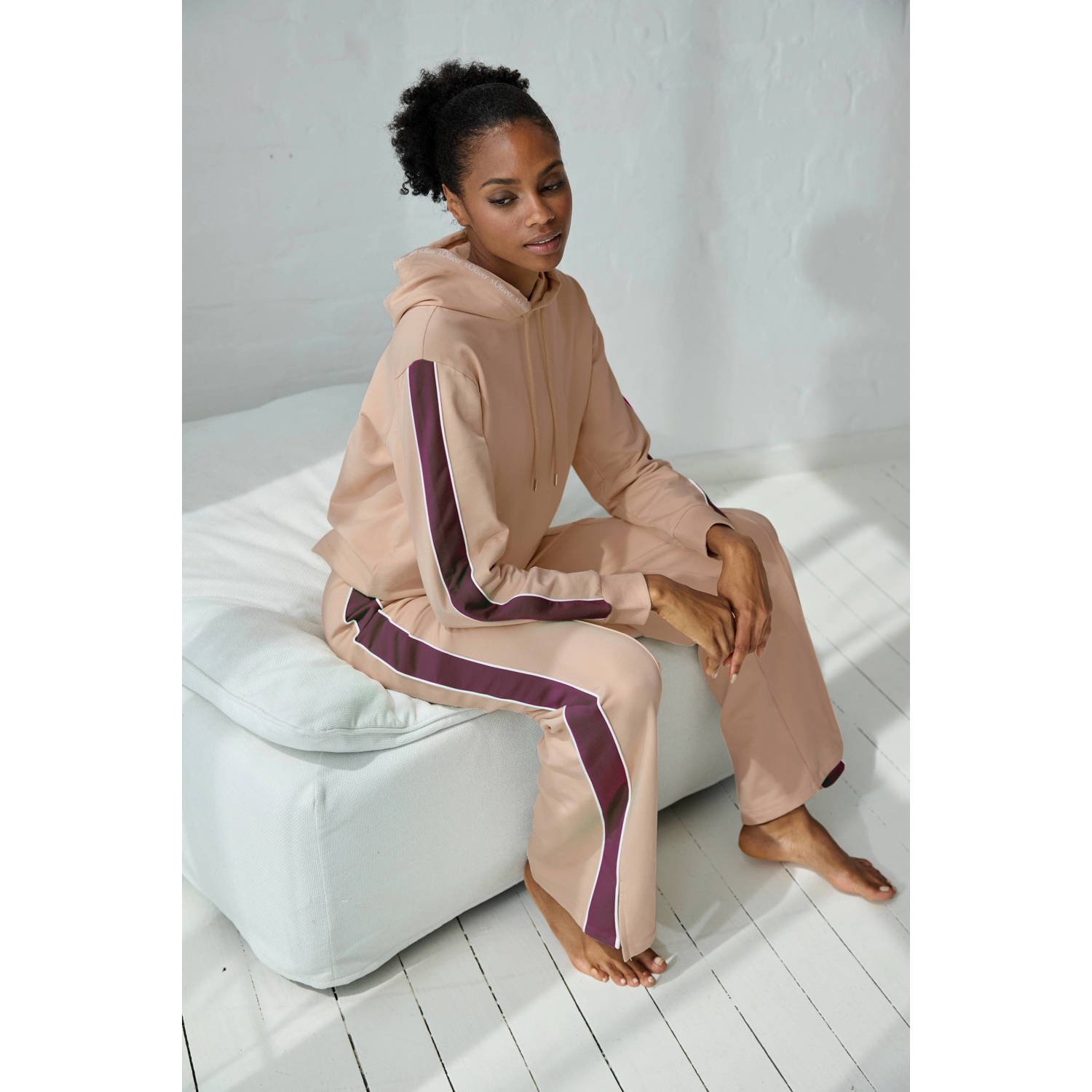 s.Oliver loungetop met capuchon beige groen