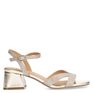 leren sandalettes goud