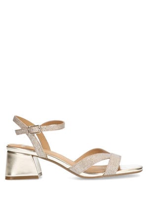 leren sandalettes goud