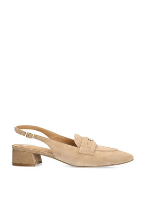 suède slingback loafers beige