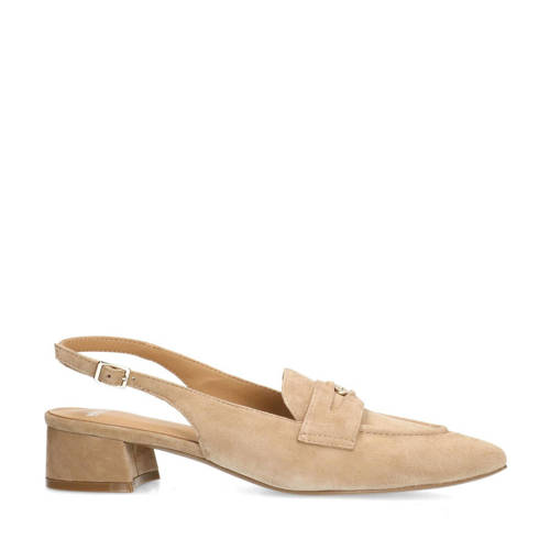 Manfield suède slingback loafers beige afbeelding