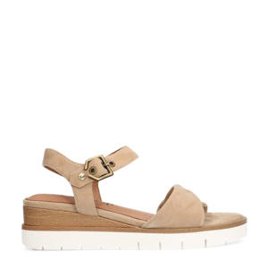   suède sandalen beige