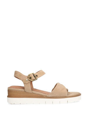   suède sandalen beige