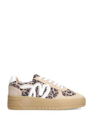 leren sneakers beige/panter