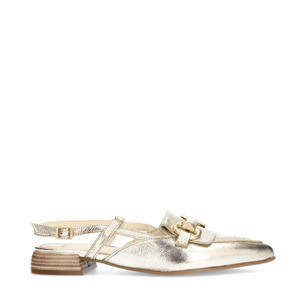   leren slingback loafers goud