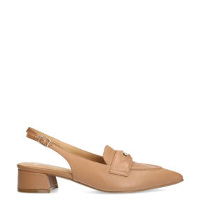   leren slingback loafers camel