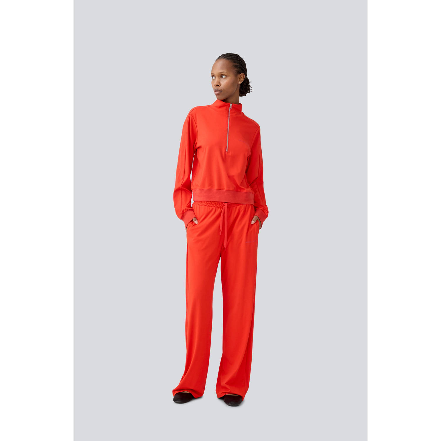 Modström wide leg regular waist broek rood