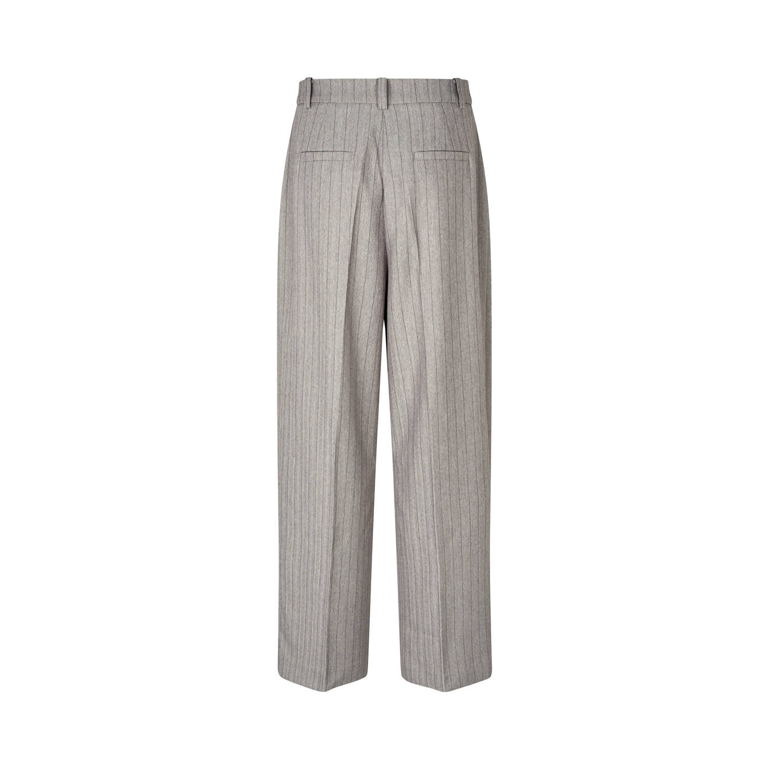 Modström wide leg regular waist broek grijs melange
