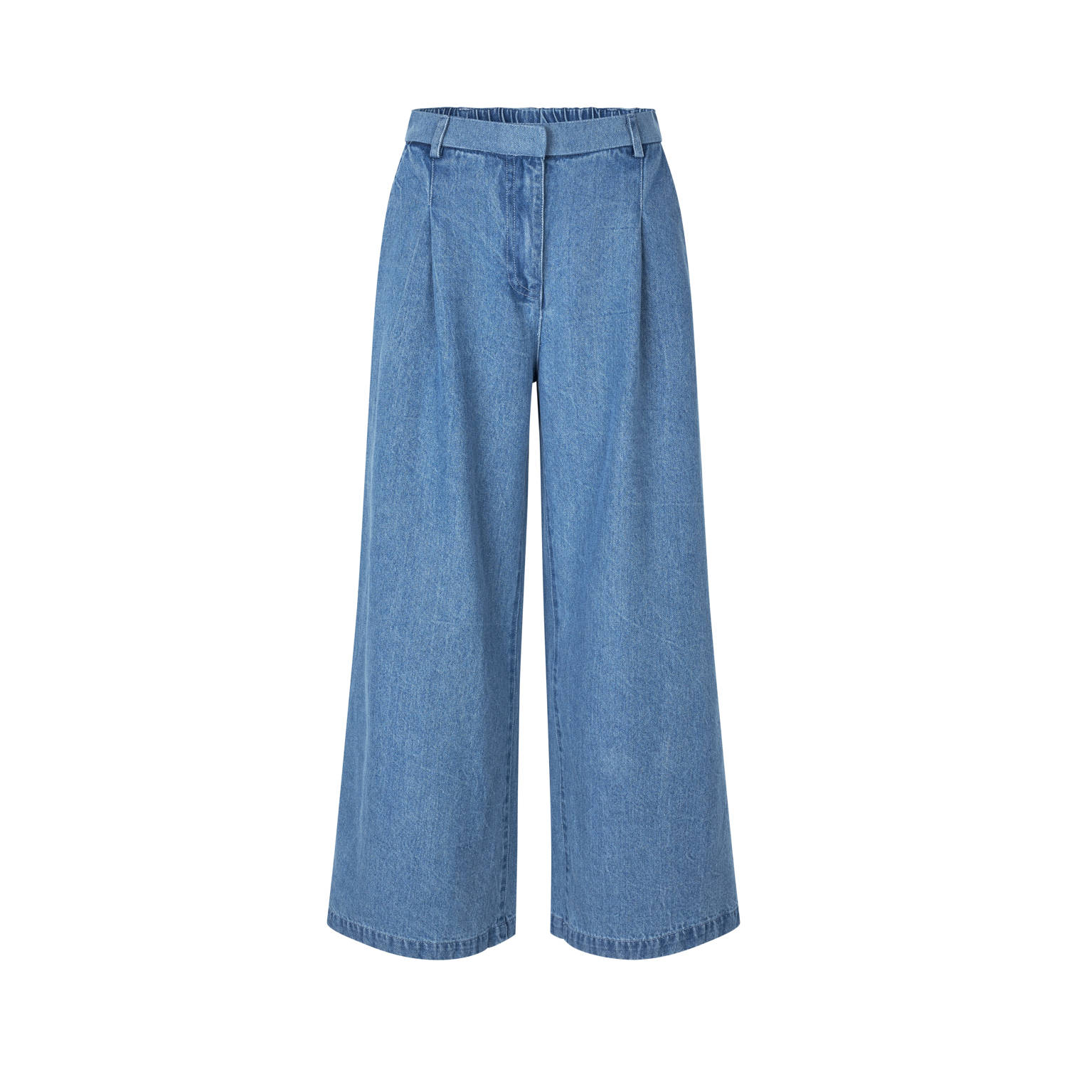 Modström wide leg regular waist broek medium blue denim