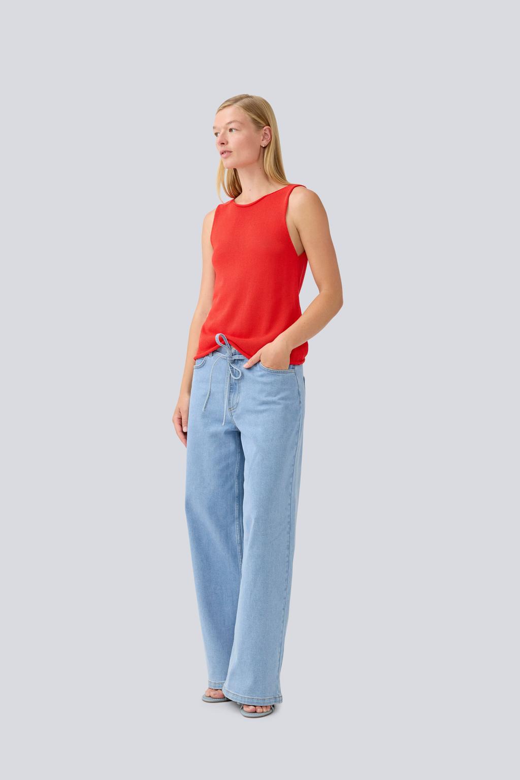 Modström high waist wide leg jeans light blue denim