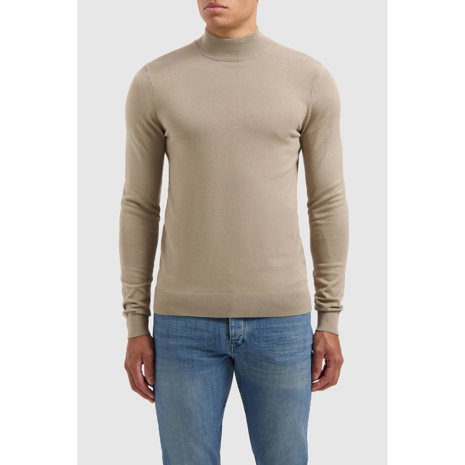 PURE PATH Heren Truien & Vesten Essential Knit Mockneck Sweater Taupe