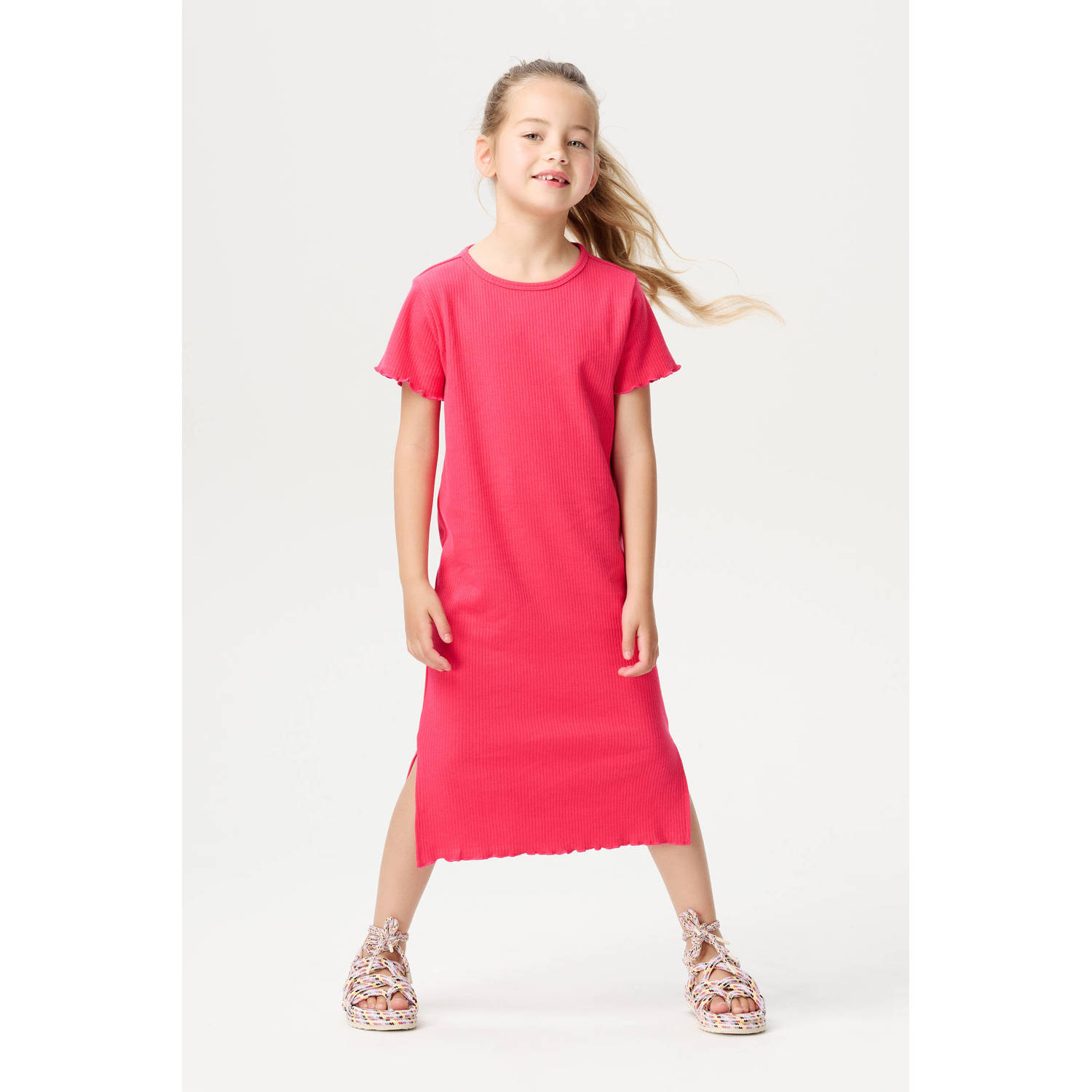 Noppies kids korte jurk koraalrood