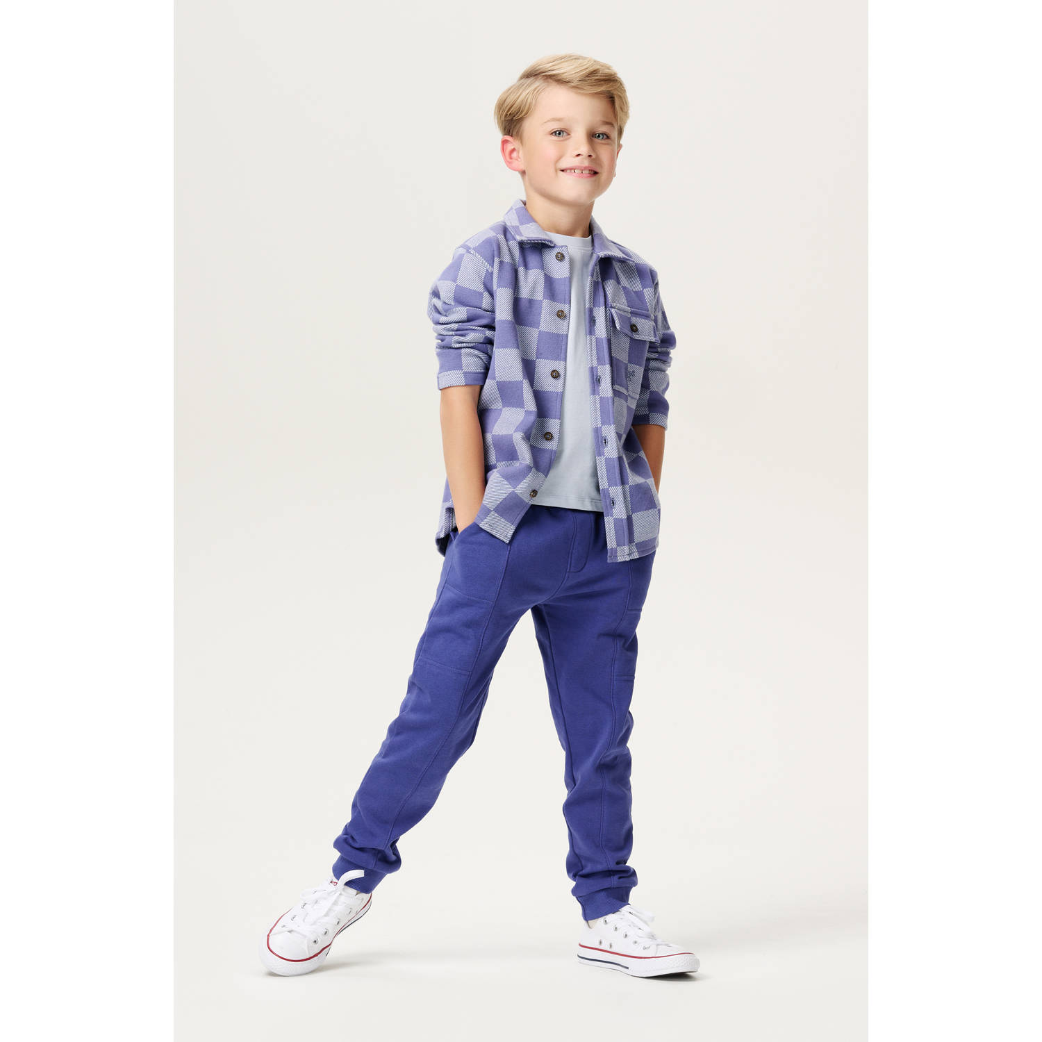 Noppies kids overshirt Lynnwood met ruitprint blauw