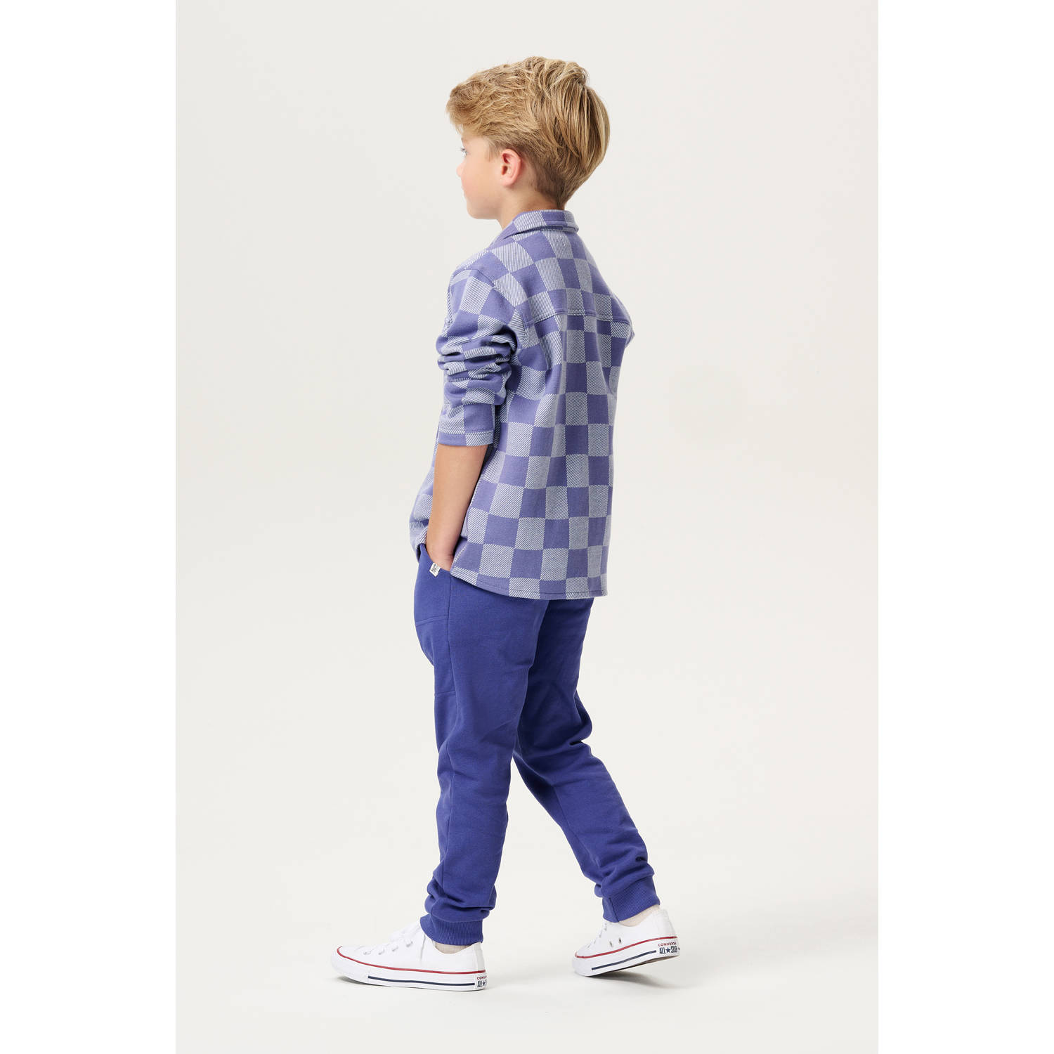 Noppies kids overshirt Lynnwood met ruitprint blauw