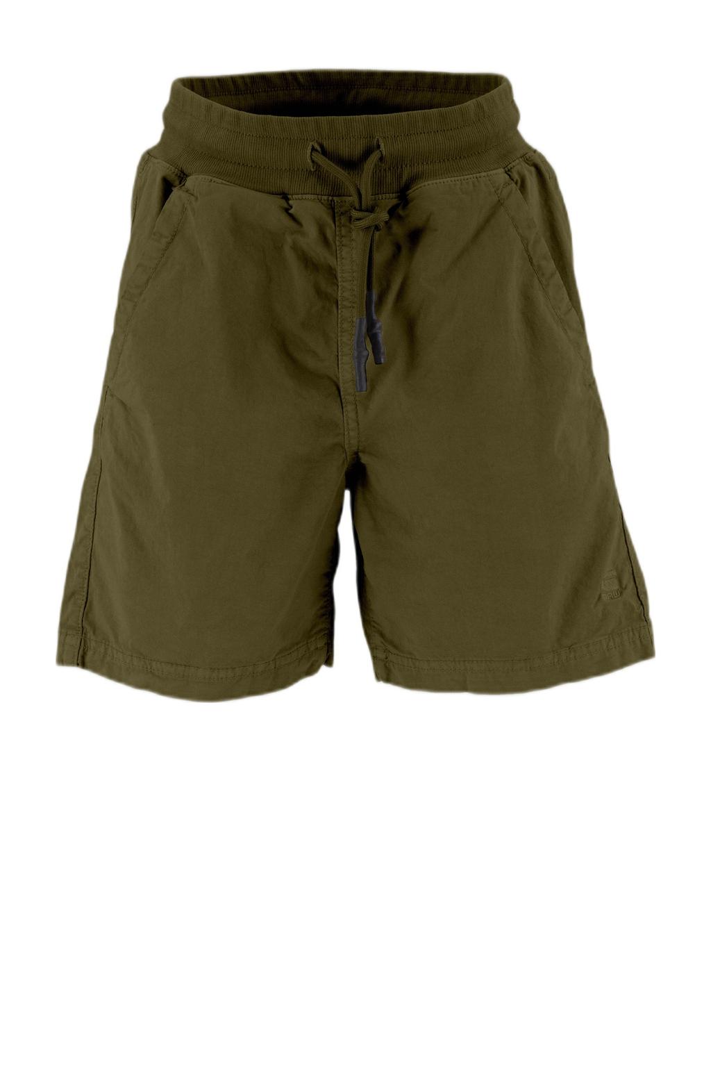 Groene jongens G-STAR regular bermuda short van stretchkatoen met high waist, elastische tailleband met koord en effen