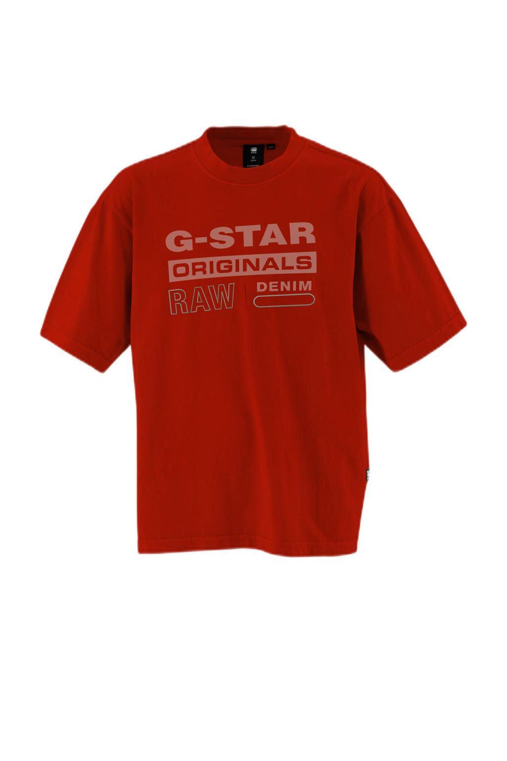 Rode jongens G-STAR T-shirt van katoen met printopdruk, korte mouwen en ronde hals