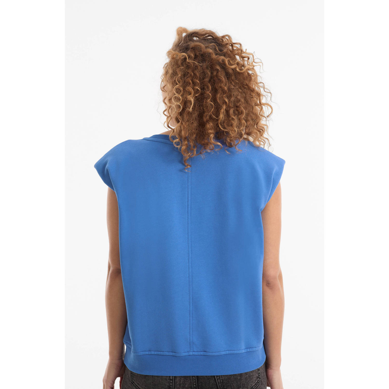anytime top met schoudervulling blauw