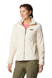 thumbnail: Beige dames Columbia fleece vest Fire Side II met lange mouwen, opstaande kraag en ritssluiting