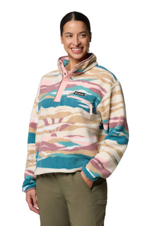 fleece trui beige/roze/blauw
