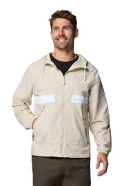 thumbnail: Beige heren Columbia outdoor jack van nylon met lange mouwen, capuchon en ritssluiting