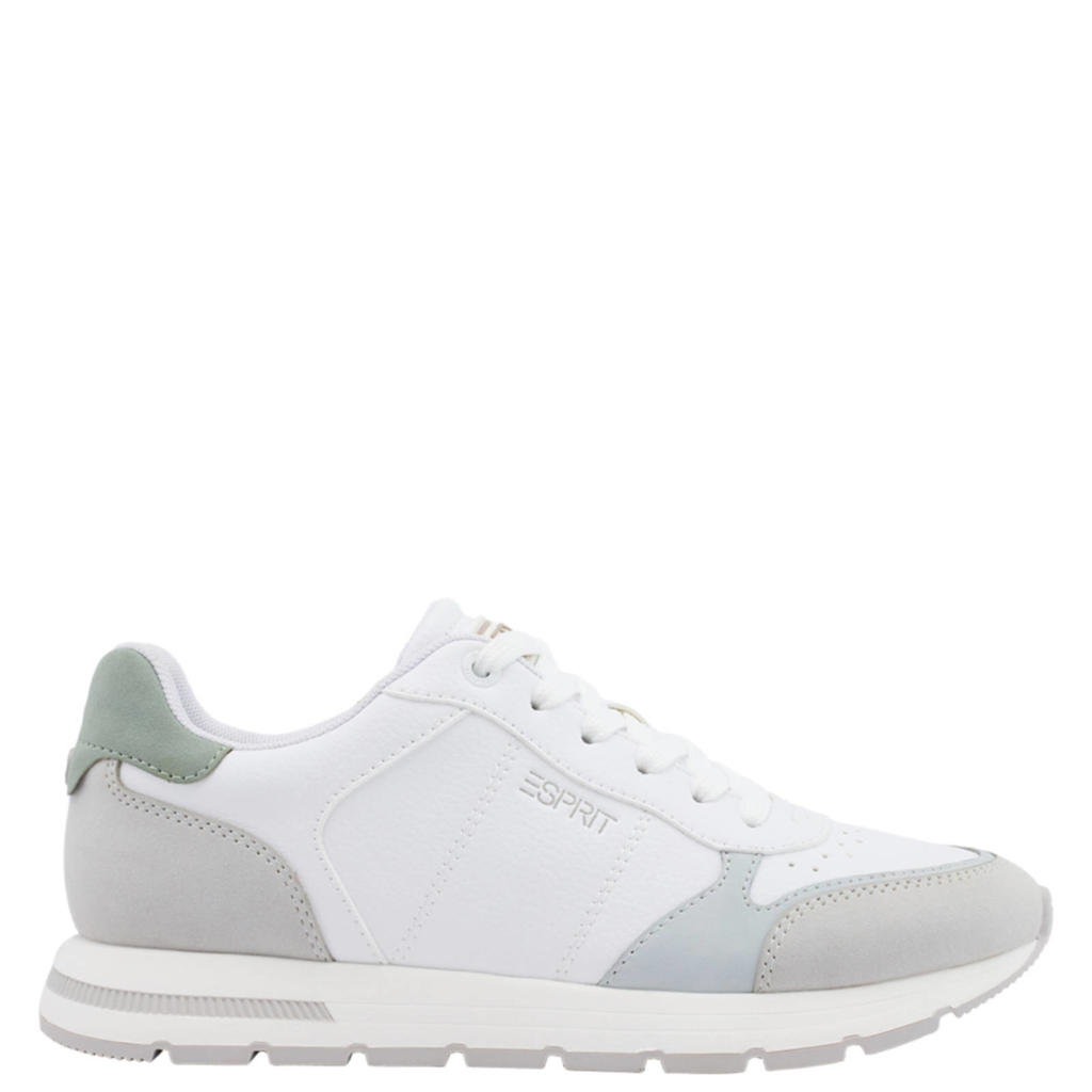 Witte dames ESPRIT sneakers van synthetisch/textiel met veters