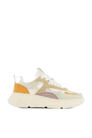 chunky sneakers wit/oranje/pastel