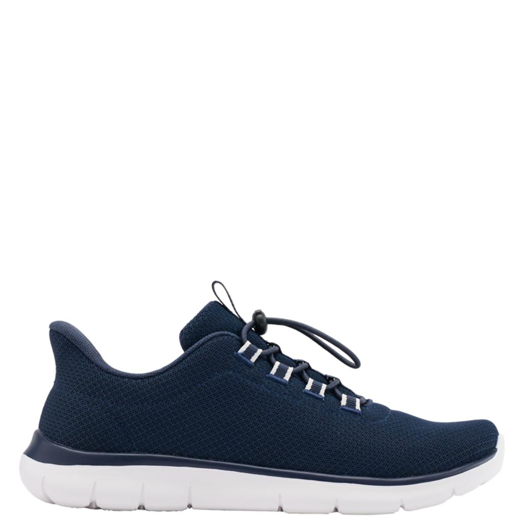 Donkerblauwe dames Easy Street sneakers van textiel/synthetisch met elastische veters