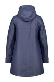 thumbnail: Donkerblauwe dames MS Mode regenjas van polyester met effen, lange mouwen, capuchon en knoopsluiting