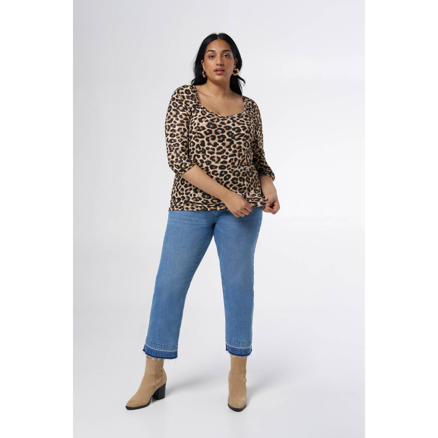 MS Mode top bruin met glitter