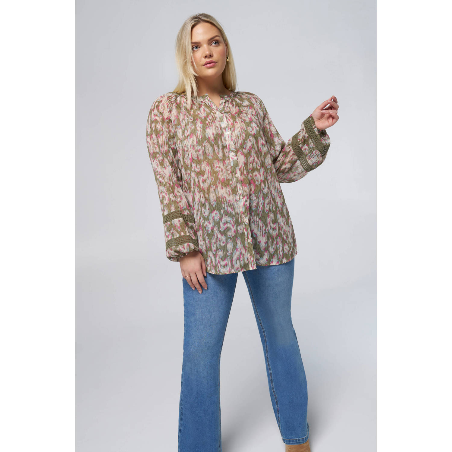 MS Mode blouse kaki met lurex