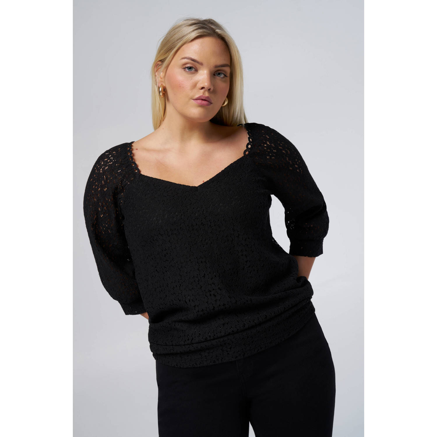 MS Mode top zwart gebreid