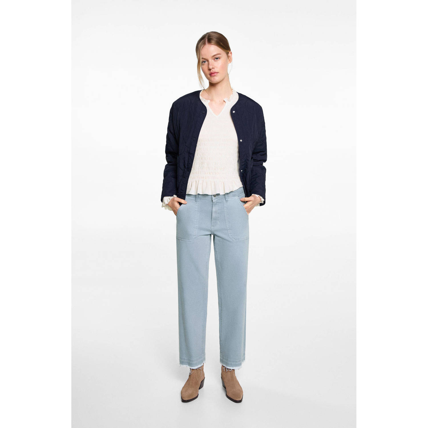 MANGO TEEN casual broek lichtblauw