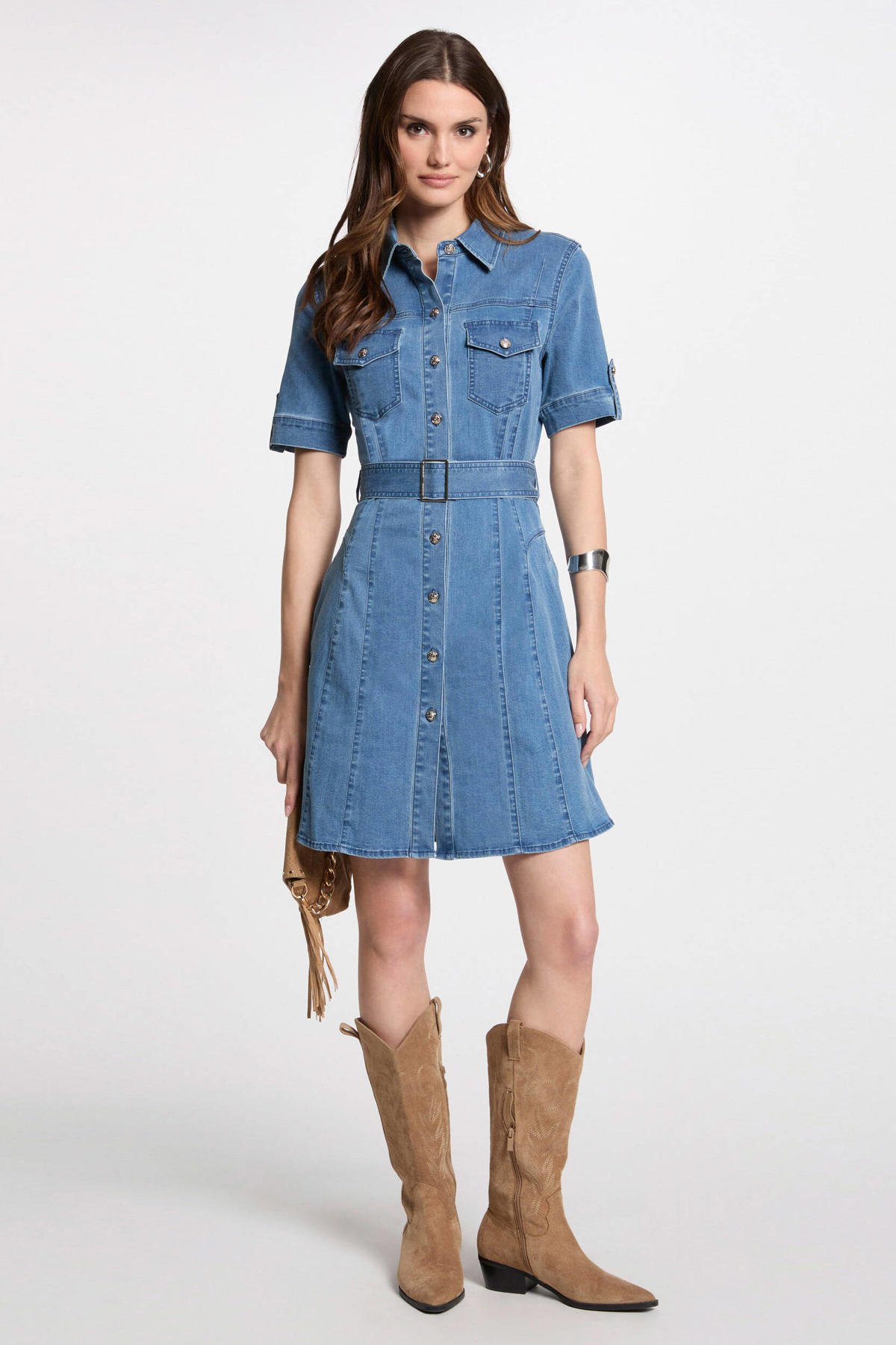 Morgan denim spijkerjurk dark blue denim wehkamp