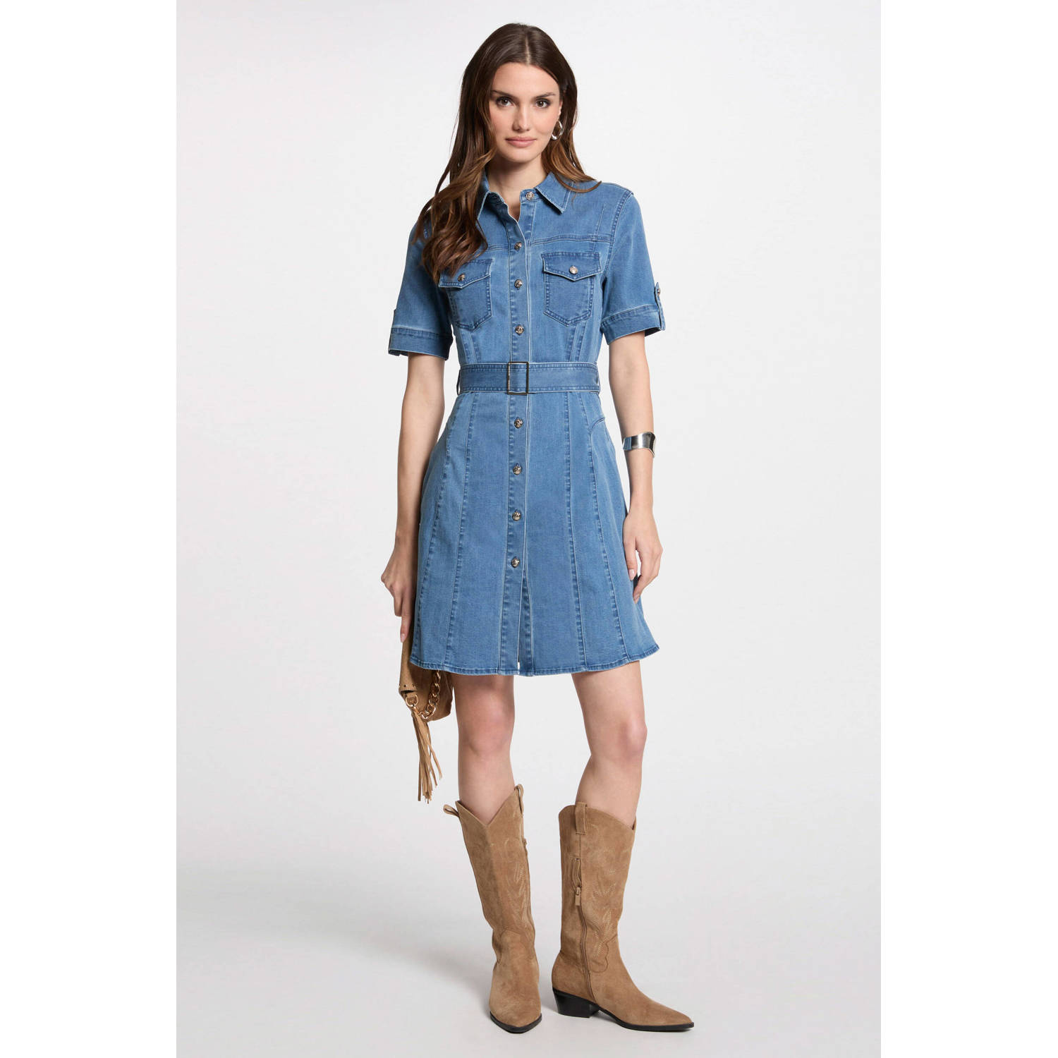 Morgan denim spijkerjurk dark blue denim