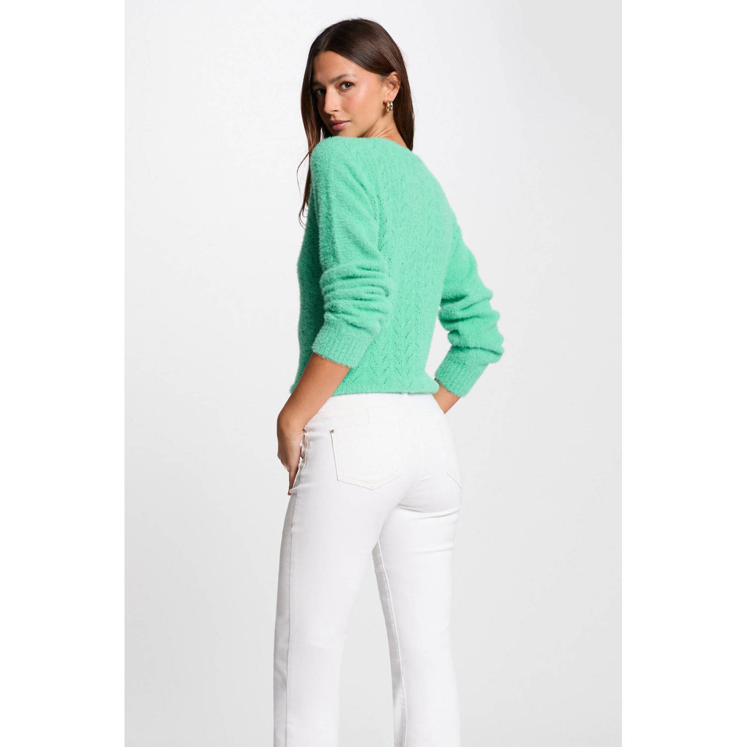Morgan gebreid vest mintgroen