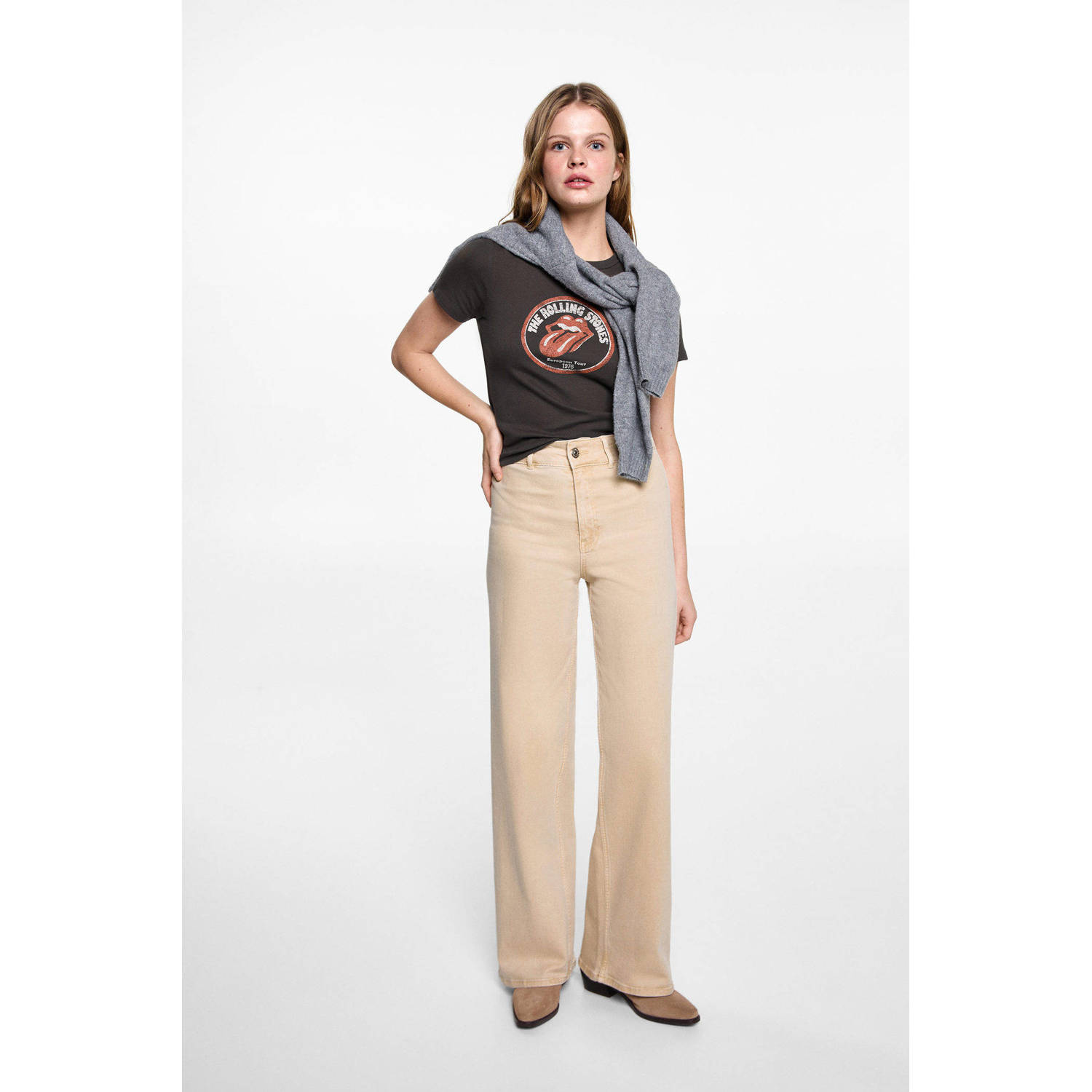 MANGO TEEN straight casual broek beige
