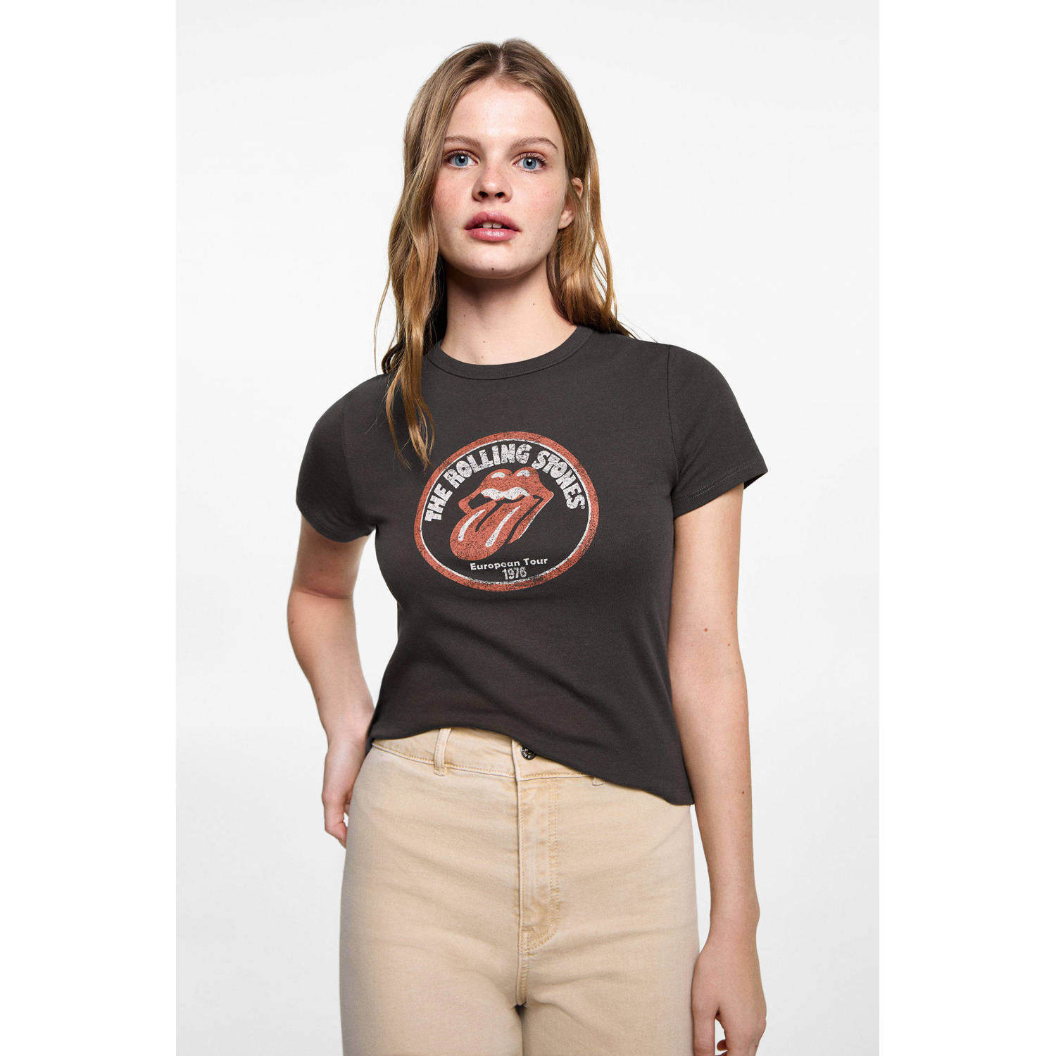 MANGO TEEN straight casual broek beige