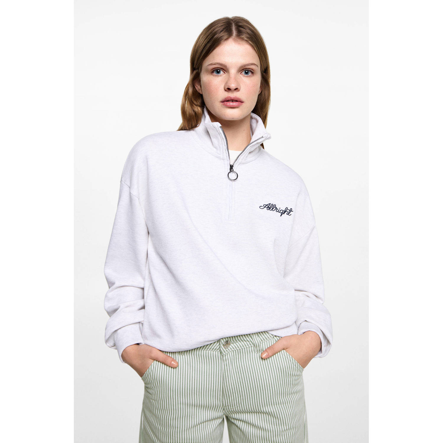 MANGO TEEN straight casual broek groen
