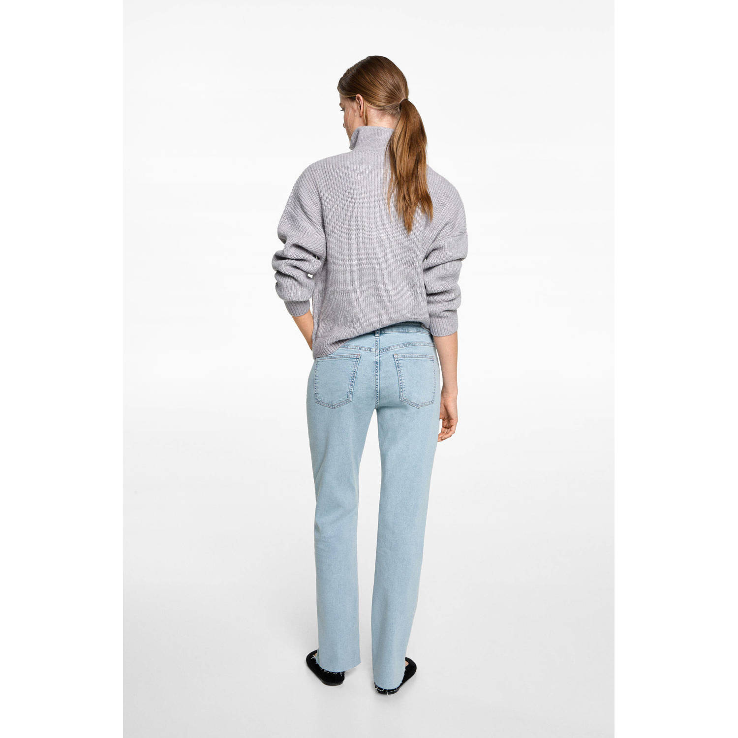 MANGO TEEN straight regular waist light blue denim