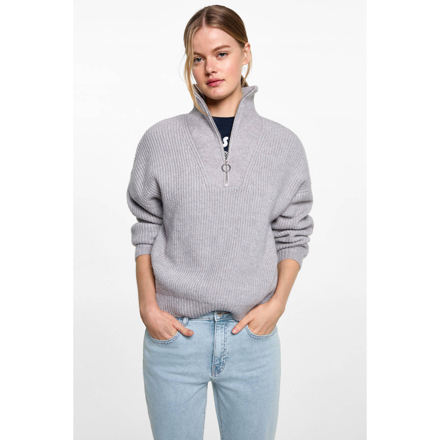 MANGO TEEN straight regular waist light blue denim
