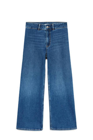 wide leg high waist jeans medium blue denim